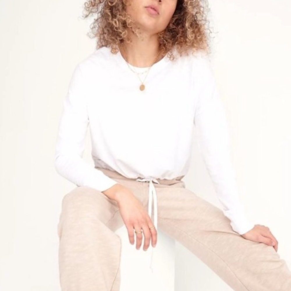 Madewell Womens Drawstring Tee shirt ND894 White S